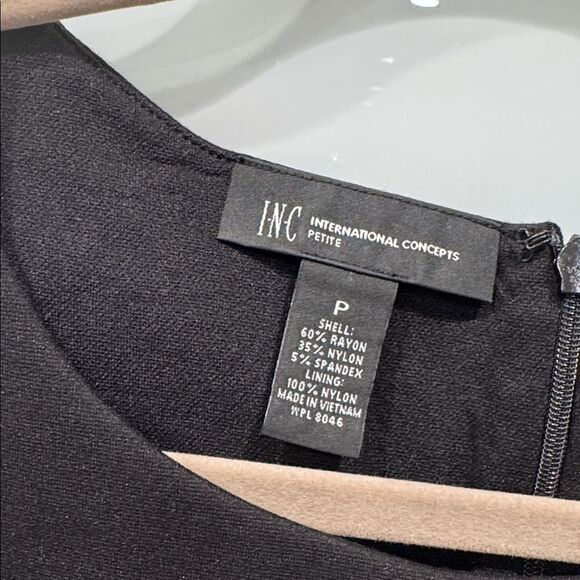 I.N.C. International Concepts Women's Petite Black Embellished Peplum Blouse. - Picture 2 of 4